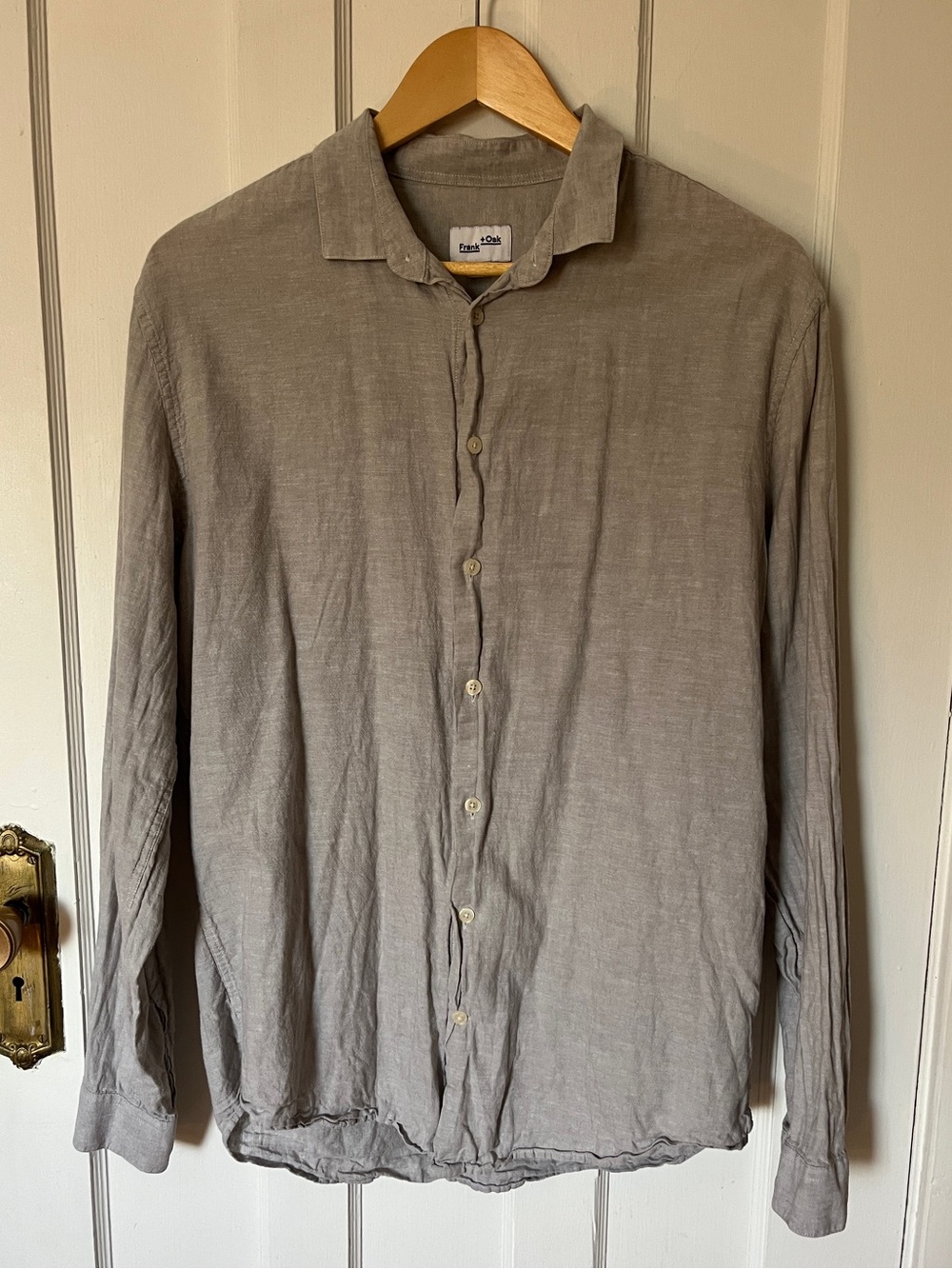 Men’s light grey Frank + Oak buttondown shirt cotton / linen M - Picture 1 of 6
